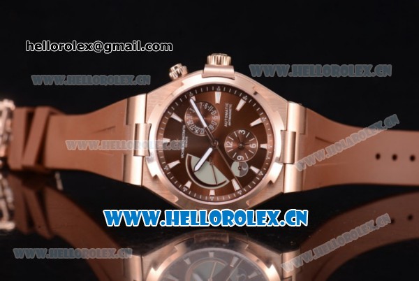 Vacheron Constantin Overseas Dual Time Asia ST30 Automatic Rose Gold Case with Brown Dial Stick Markers and Brown Rubber Strap - Click Image to Close